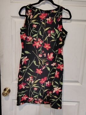 NY & Co. Black Floral Dress Size 4